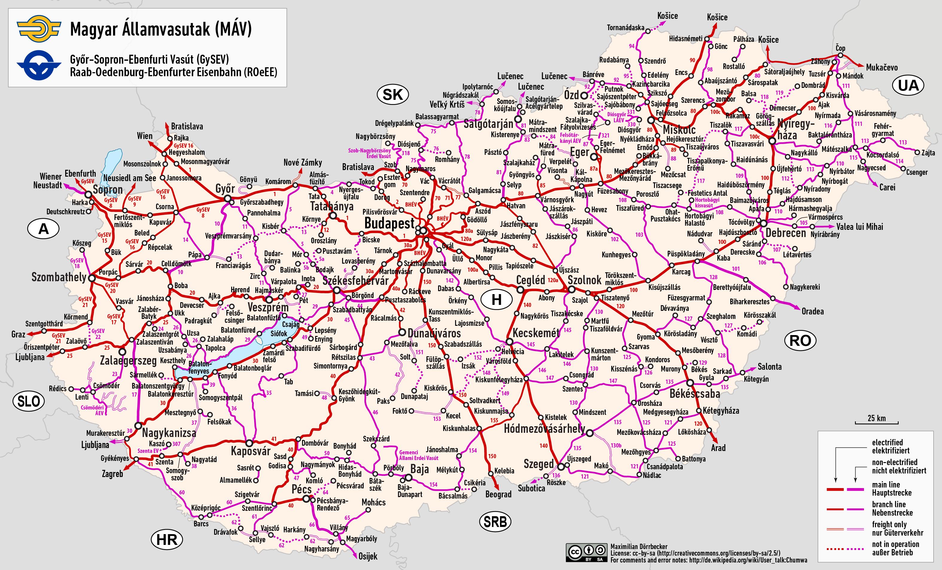 Map Of Hungary Trains Rail Lines And High Speed Train Of Hungary